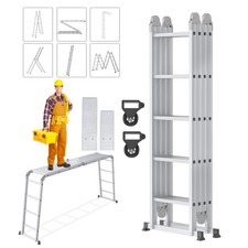 Aluleiter 4x5 Sprossen Anlegeleiter Klappleiter Mehrzweckleiter Gelenkleiter Alu