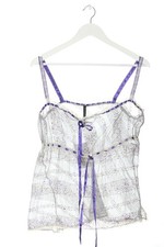 GUIA LA BRUNA Seidenbluse Damen Bluse Gr. DE 36 wollweiß-braun-lila Casual-Look