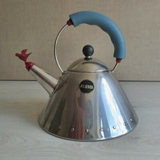 Vintage ALESSI Wasserkocher Wasserkessel Flötenkessel mit roter Vogelpfeife 9093