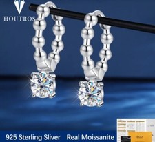 Damen Ohrringe Diamant Stein,Silber Mit 585 Weissgold Plattiert,neu,zertifiziert