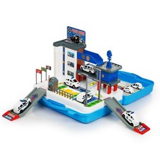 KRUMAD Polizei Parkhaus Spielzeug ab 3 Jahre 40tlg Set Tragbare Garage mit Auto