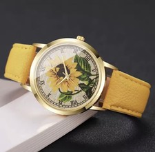 Damen Uhr neu  Armbanduhr Sonnenblume 