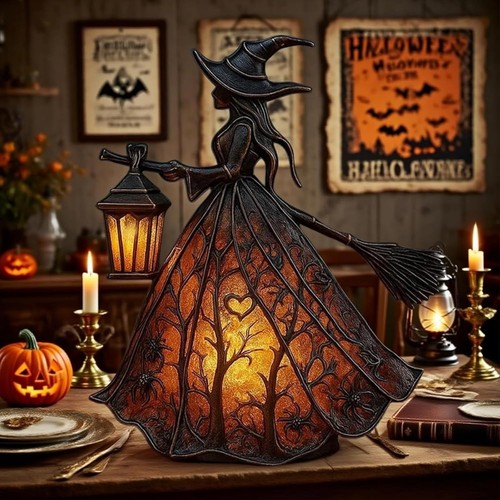 Halloween witch lamp - witch, scary
