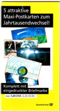 Briefmarken BRD Set Jahrtausendwende 5 Maxipostkarten mit aufgedr. Briefmarke
