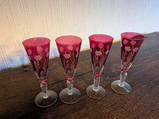 4 Kristallgläser Rote  Sektgläser  Römer 60er 70er Jahre