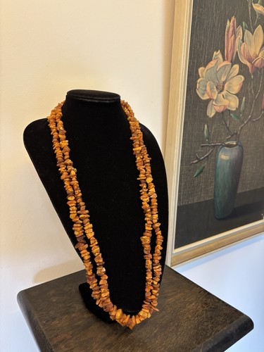 Vintage bernsteinkette lange - vintage,
