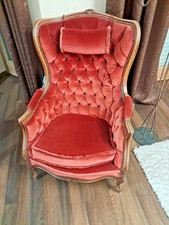 Ohrensessel Barock, roter Samt, Ohrensessel, Antik