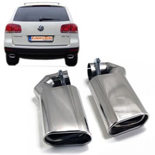 DUPLEX Endrohre Satz je 145x75mm flachoval + Absorber für VW Touareg 7L Bj. 02-