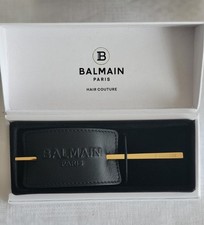 Balmain Haarspange: Genuine Leather Signature Hair Barrette black/gold UVP 310,-