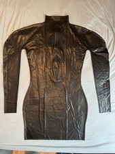 Late X langarm Latex Rubber Mini Kleid in schwarz Größe XL / Fetisch Erotik