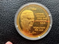Medaille Deutsche Mark Ludwig Erhard vergoldet