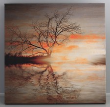 Leinwandbild Sonnenuntergang See Bild Kunstdruck 61 x 61 cm Landschaft M2-02