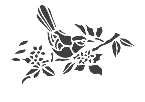 Schablone vogel mit ast - ",