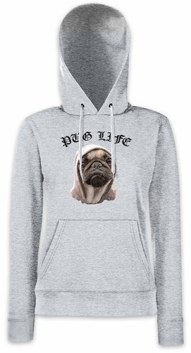 Pug life damen hoodie - life, i