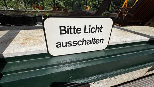 Blechschild licht ausschalten - blechschild,