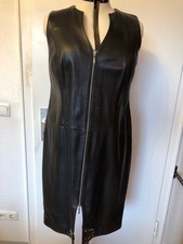Damen Lederkleid APART, Echtleder, Schwarz, ärmellos, lange Form, Größe 48