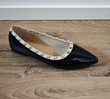 Trendy Damen Ballerinas Nieten spitz zulaufend Flats flache Schuhe schwarz 36