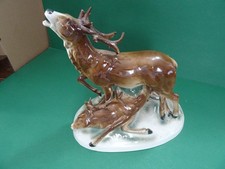 Figur Hirsch mit Kalb unter dem Muttertier Pinte  23 mal 16 H 24