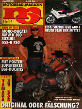 Zeitschrift MO Motorrad #4 von 1988 Suzuki GSX Moko Ducati BMW K 100 Yamaha XV
