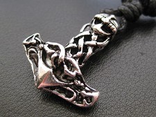 Thor s Hammer Anhänger massiv und beidseitig + Stoffband TH Mjölnir     / SM 012