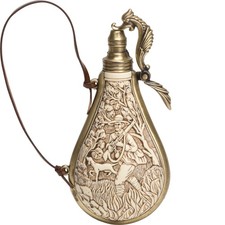 Pulverflasche mit Jagdmotiv - Pulverbüchse Pulverbehälter Pulverhorn Deko Replik