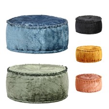 Pouf Rund Samt 40x20cm Sitzpouf Sitzpuff Sitzhocker Sitzkissen Fußhocker Hocker