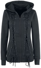 Gothicana by EMP Damen schwarze Kapuzenjacke mit Schnürung