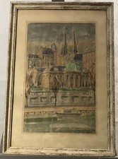 Signierte Aquarell Palais Der
