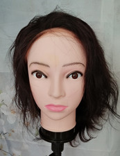 HALBLANGE  LACE FRONT ECHTHAAR PERÜCKE FRANSIGER BOB - NATÜRLICH SCHWARZ  NEU