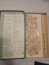 Vintage SCRABBLE J.W. Spear & Söhne, Nr. 26022 vor Mattel komplett HOLZ ca. 1950