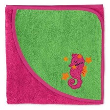 STERNTALER BADETUCH 100 x 100cm SEEPFERDCHEN FUCHSIA7121480 KAPUZE BABY HANDTUCH