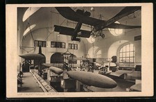 AK München, Deutsches Museum, Luftschiffhalle, Westseite, Flugzeuge 