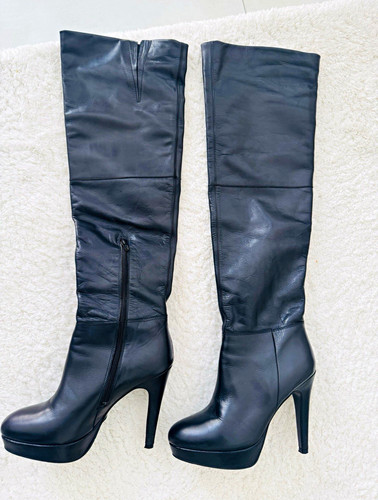 Damen schwarze leder stiefel - damen,