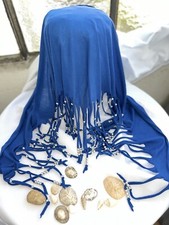 Schal Pareo perlen Blauer Pareo-Schal mit Fransen