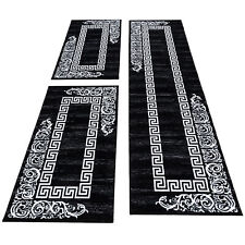 Bettumrandung Läufer Teppich Barock Versace Läuferset 3 teilig Schwarz Weiß