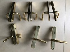 Türdrücker Messing massiv poliert Türbeschlag Klinke Türgriff 70er Jahre