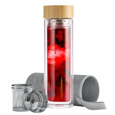 Teeflasche aus Glas mit Sieb Edelstahl Teekanne Tea to Go Trinkflasche Thermo