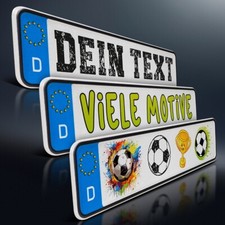 1x Mini Kennzeichen | Fußball Namensschild | Wunschtext Nummernschild Aluminium