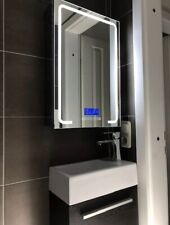 LED Spiegelschrank 70x50 Edelstahl Bluetooth Radio Temperatur Uhr Badezimmer WC