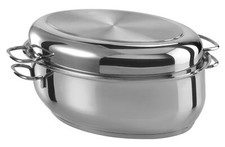 GSW Edelstahl Multibräter 38cm oval 3in1 Bräter Glasdeckel Induktion Bratpfanne