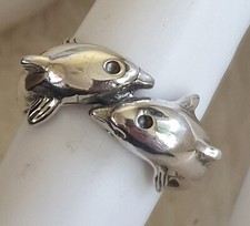 Vintage Delfin Ring aus 925er Silber Größe 53 (16,8 mm Ø)