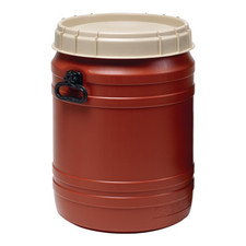Weithalsfass Fass Behälter 64l braun beiger Deckel mit Tragegriffen 354mm