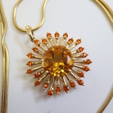 Prunkvoller Citrin, Feueropal Kettenanhänger mit Kette beides 585 Gold = 8,6 g