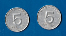 2  Münzen  DDR  5  Pfennig