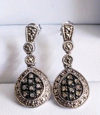 925 Silber Diamant Ohrringe echte Champagner Diamanten, Schmuck 