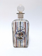 Glas Flakon um 1900 Emaille