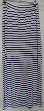 Langer enger Midi Damen Maxi Rock 36/38/40 blau weiß geringelt Schlitze Gumm NEU