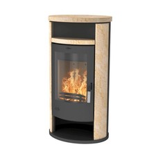 Fireplace Alicante Kaminofen 8 kW Stahl Schwarz Sandstein Holzfach K1266