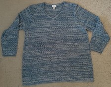 Mia Moda -schicker Strick-Pullover, div. Blau-Töne gemustert, V-Ausschnitt Gr.52