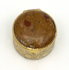 Vintage Pillendose Schmuckbox Edelstein Marmoriert Schatulle Stein Dose #3301